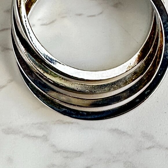 925 Silver Sculptural Hoops, Wave Design, 1" - Picture 4 of 8